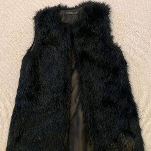 Black faux fur vest, size XS